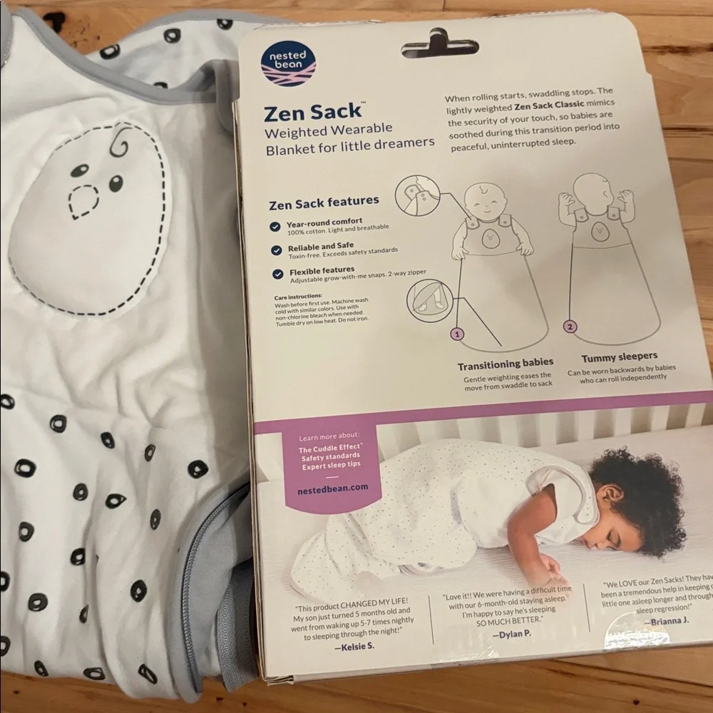 New Nested Bean Zen Sack - White with Black Polka Dots size M - Picture 3 of 4